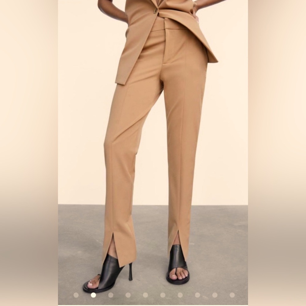 Zara woman’s tan trousers pants with/pockets. XL